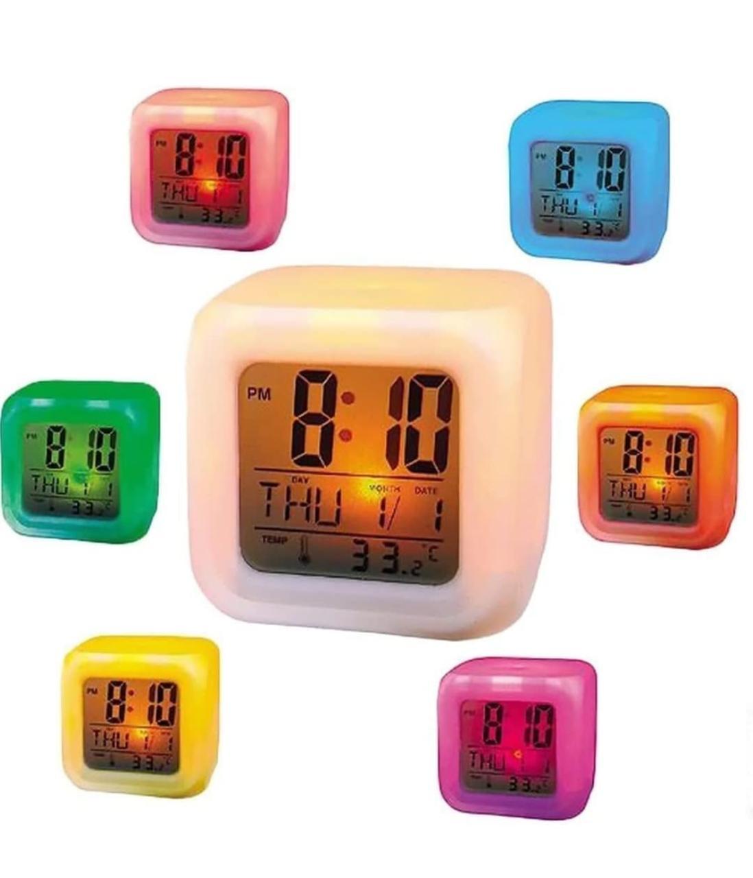 Color Changing LED Digital Alarm Clock with Date, Time for Bedroom, Heavy Sleepers, Students