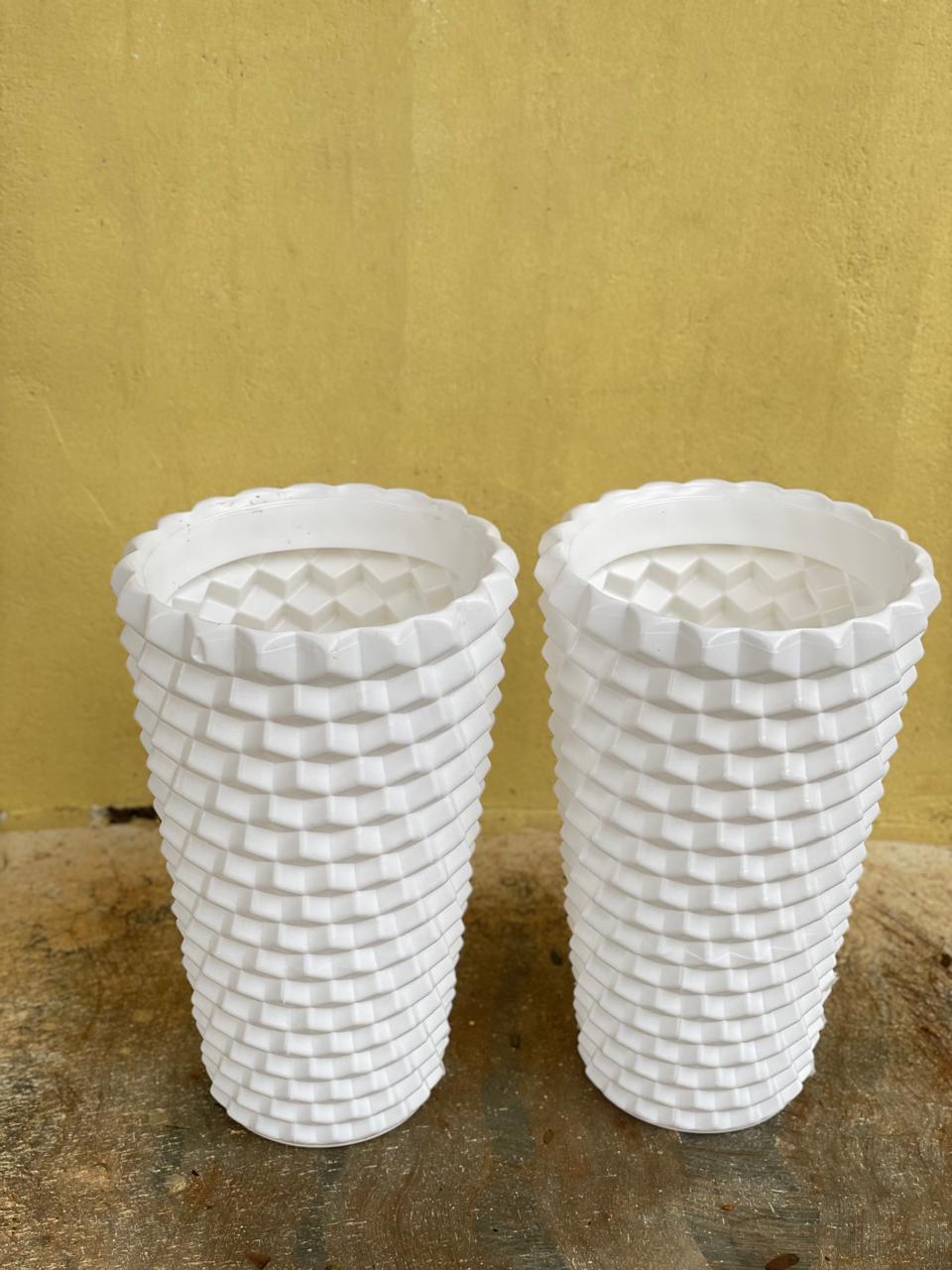 Stone fixed type plastic quality 12” indoor flower pot (pack of 2)