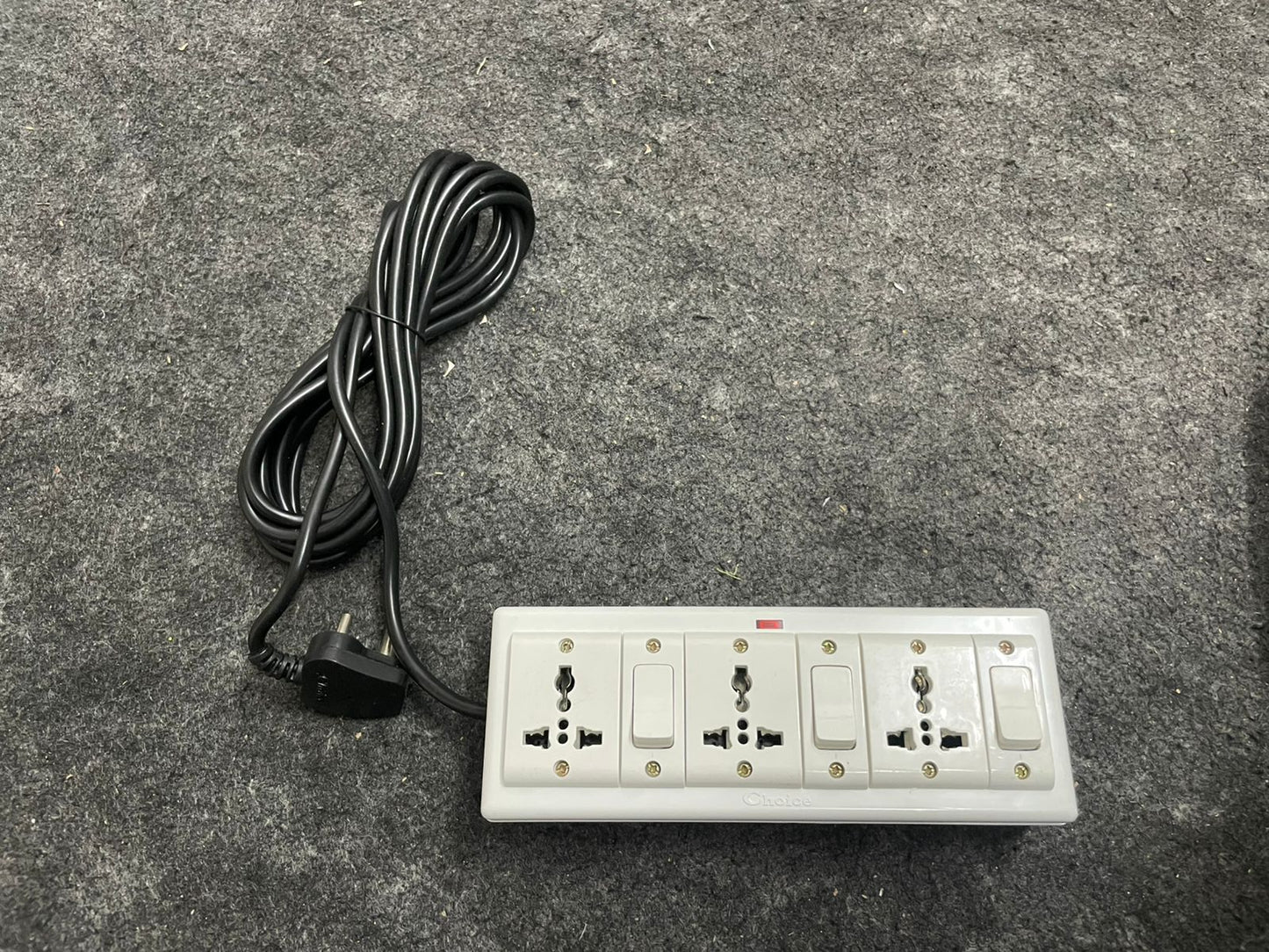 ZUED | 3+3| 6 Amp /10 Amp 3 Socket 3 Switch with Led Indicator Power Extension Board | Power Strip | Extension Cord  (2 Mtr Wire) (2 METRES)