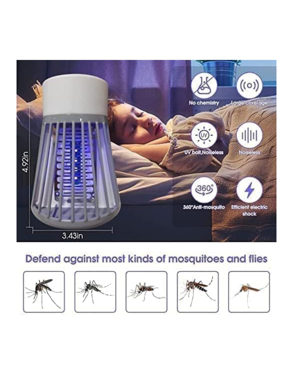Eco Friendly Electronic Led Mosquito Killer Machine Trap Lamp, Theory Screen Protector Mosquito Killer Lamp for USB Powered Electronic Mosquito Killer Bug Zappers (Multi)