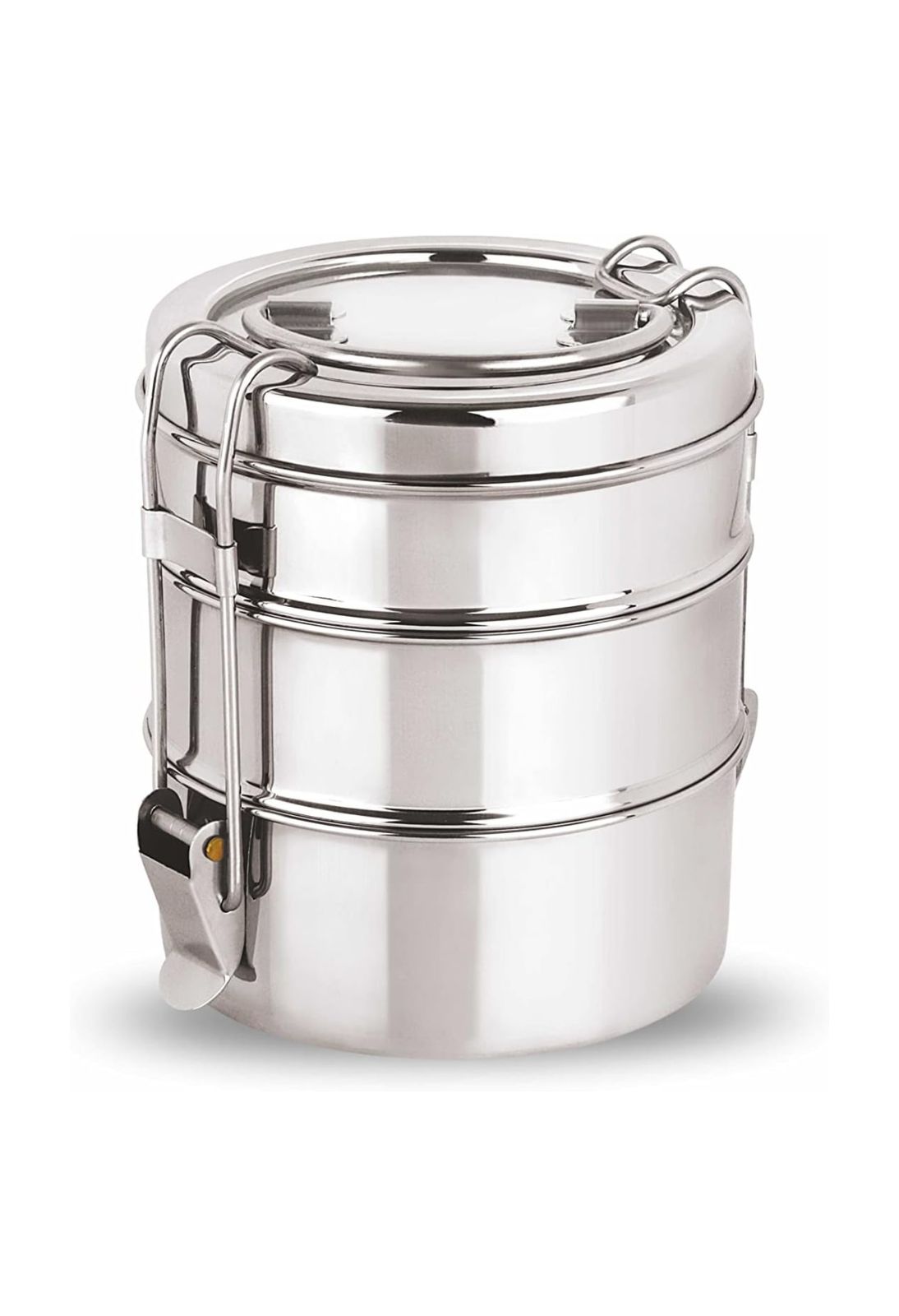 Stainless Steel Lunch Box/Tiffin with Locking Clip, 3-Tier Container, 1600 ml, Hot & Cold Leak-Proof, Compact & Durable, Perfect for Office, School, Picnic and Travel, Silver 8x3