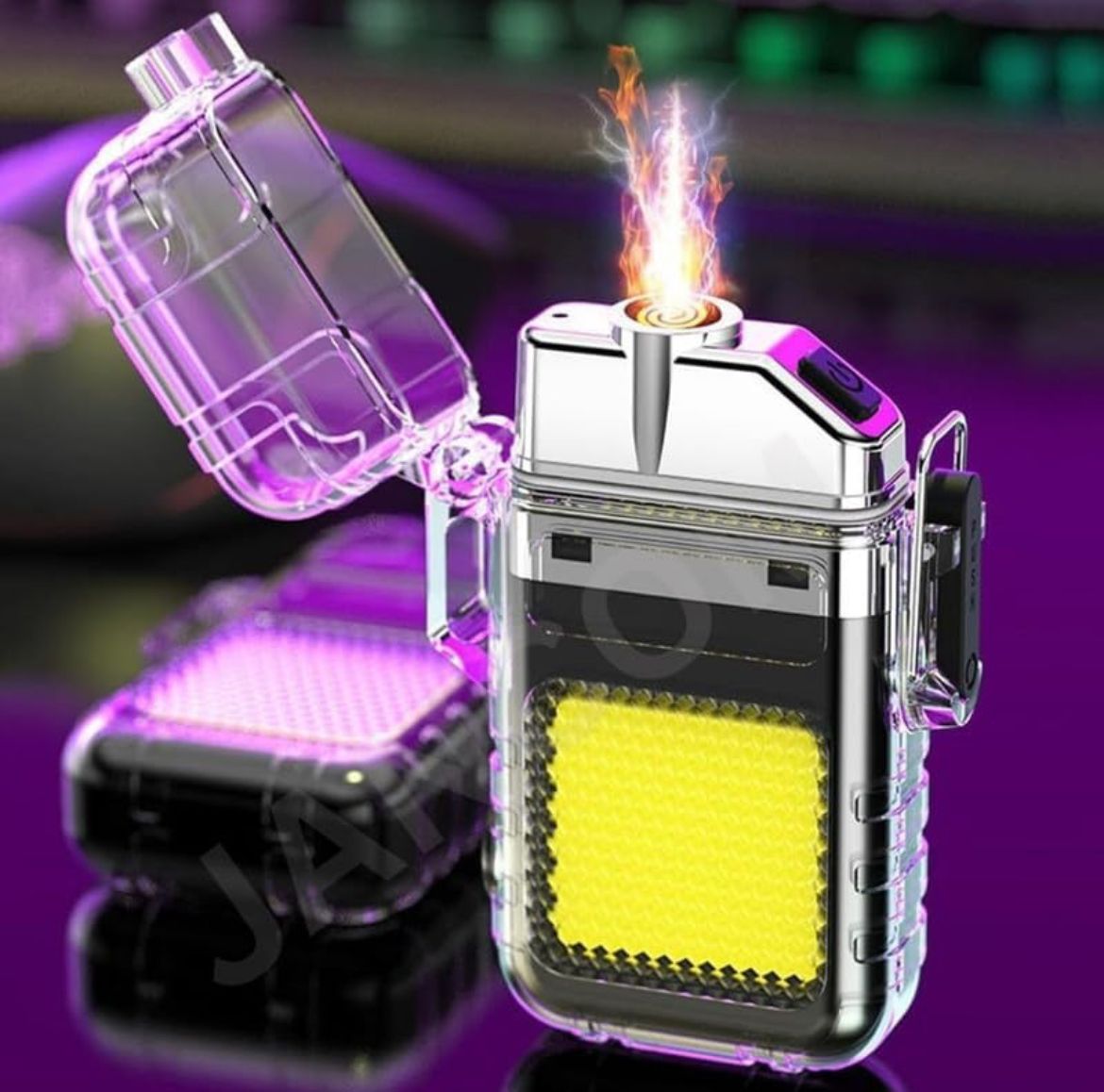 Lighter with LED Flashlight – Windproof, Rechargeable, Compact & Durable for Camping & Survival Need