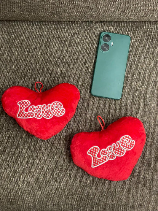 Heart Shape Cushion Stuffed Hanging Red Pillow with Best Filling Covers, Valentines Gift- (Red 6x7Inches, Set of 2)