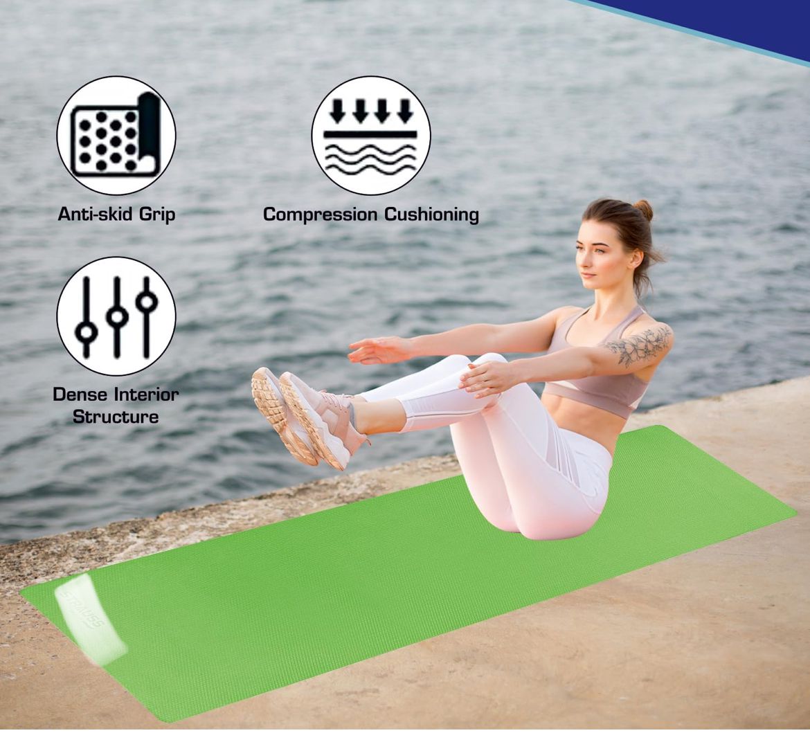 Yoga Mat | Non-Slip Exercise Mat for Home | Eco-Friendly, Lightweight & Durable Workout Mat | Ideal for Yoga, Pilates, Fitness | Suitable for Men & Women, 6mm