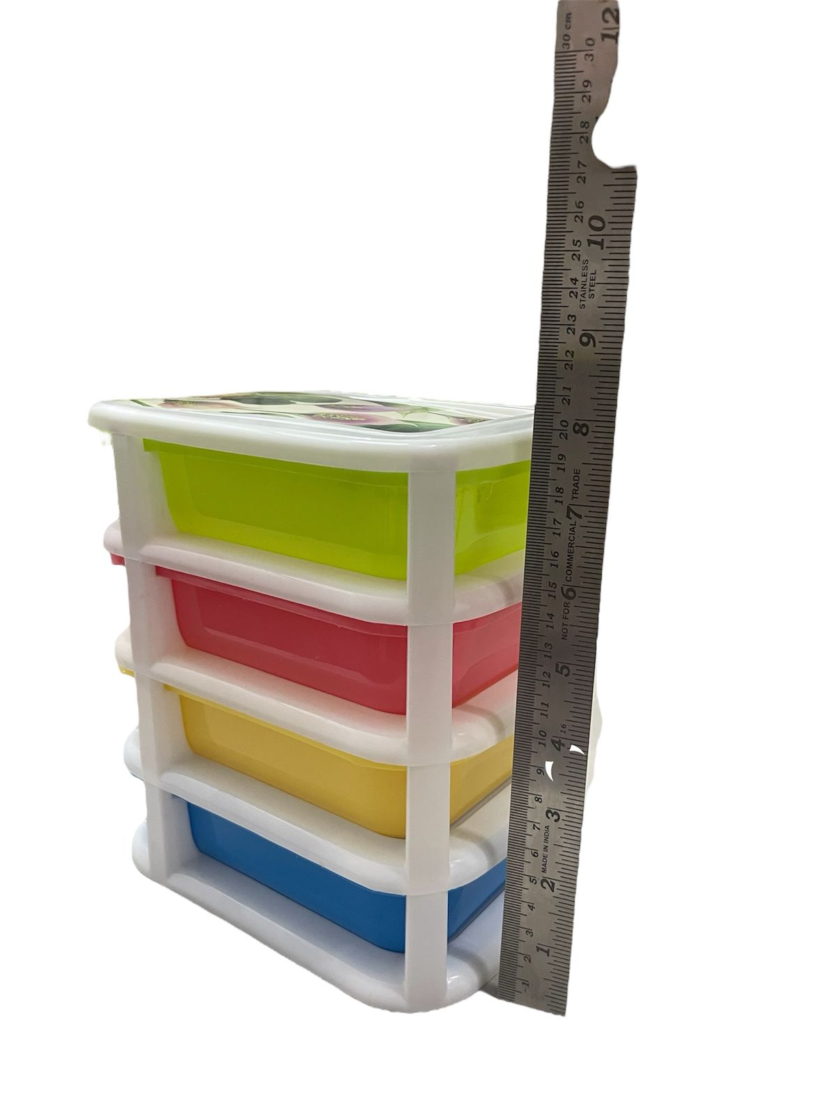 Plastic 4 Layers Mini Desktop Drawer Storage Box Multicolour